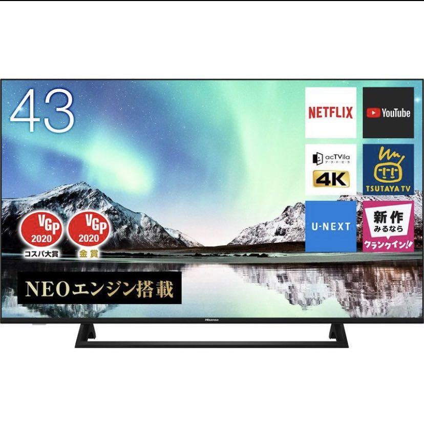 ハイセンス 43型 4Kチューナー内蔵 液晶テレビ 43E6800 ネット動画対応 _画像1