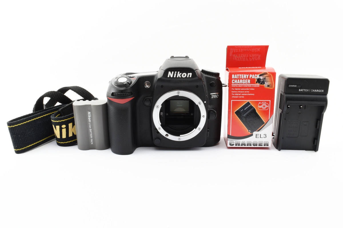美品 Nikon D80 デジタル 一眼レフ カメラ ボディ シャッター回数376 ブラック ニコン 346