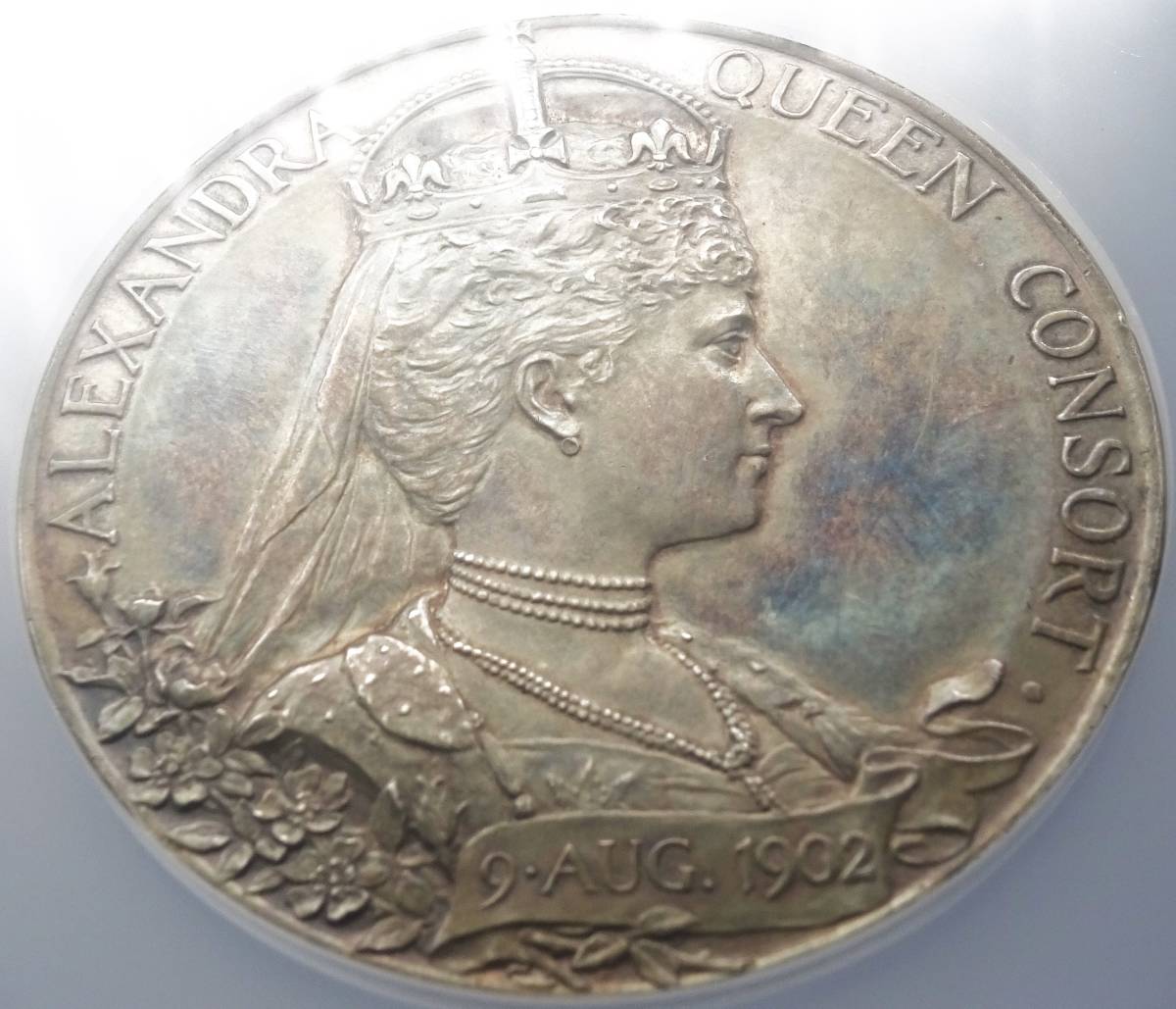 【希少・戴冠式・大型銀メダル】1902年　エドワード7世　コロネーション　銀貨　銀メダル　未使用　NGC　コイン 古銭 シルバー　英国_画像2