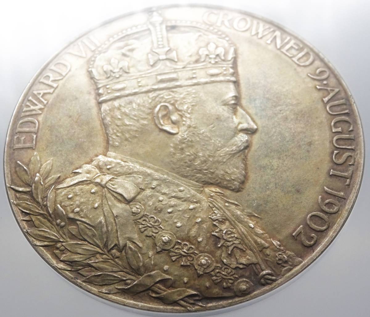 【希少・戴冠式・大型銀メダル】1902年　エドワード7世　コロネーション　銀貨　銀メダル　未使用　NGC　コイン 古銭 シルバー　英国_画像1