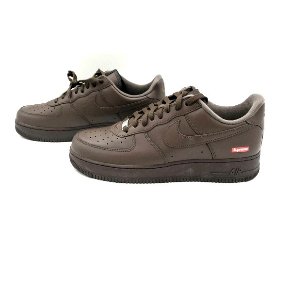 Nike Air Force 1 Low Supreme コラボ スニーカー ローカット シューズ カジュアル 箱付 タグ メンズ 28.5 ブラウン ナイキ 靴 B3882◆