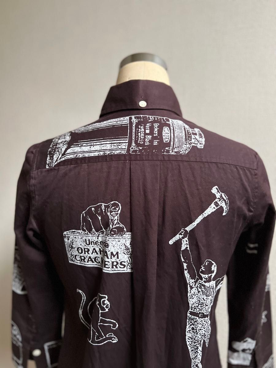 TSUMORICHISATO/ツモリチサト 90S イッセイミヤケ社タグプリントシャツ ブラウス　ブラウン