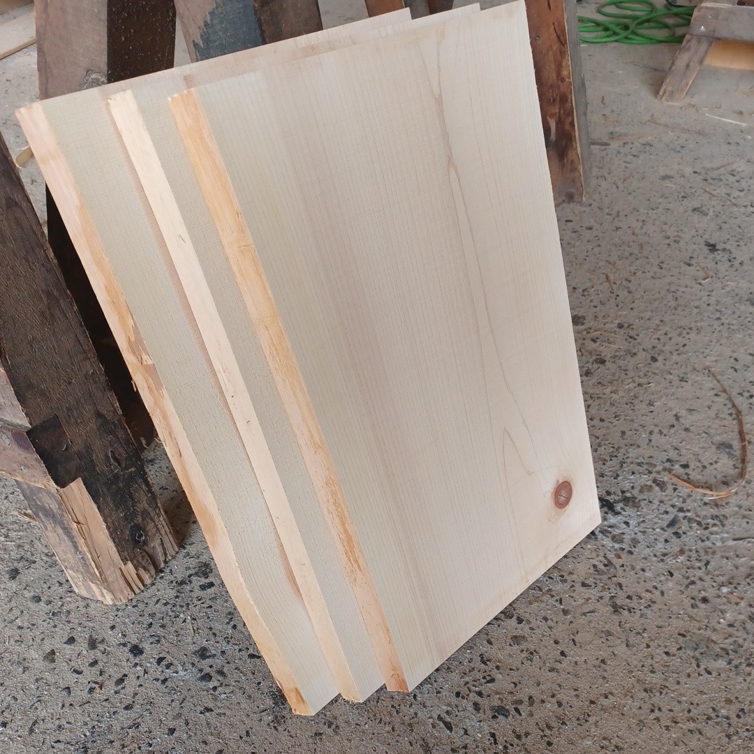 C-1650 　国産ひのき　片耳付節板　3枚セット　テーブル　棚板　看板　一枚板　無垢材　桧　檜　DIY