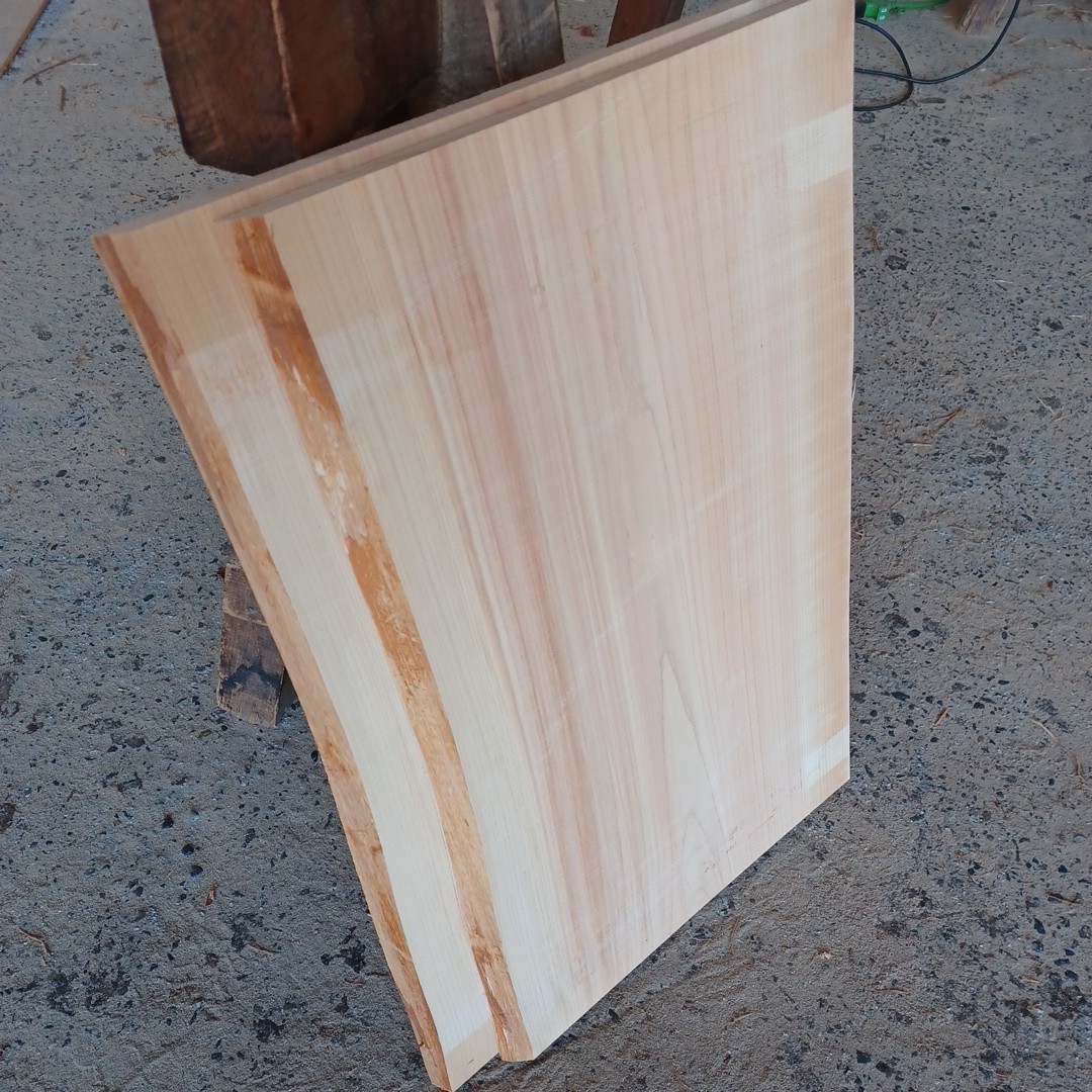 A-1598 　国産ひのき　耳付板　2枚セット　テーブル　棚板　看板　一枚板　無垢材　桧　檜　DIY_画像7