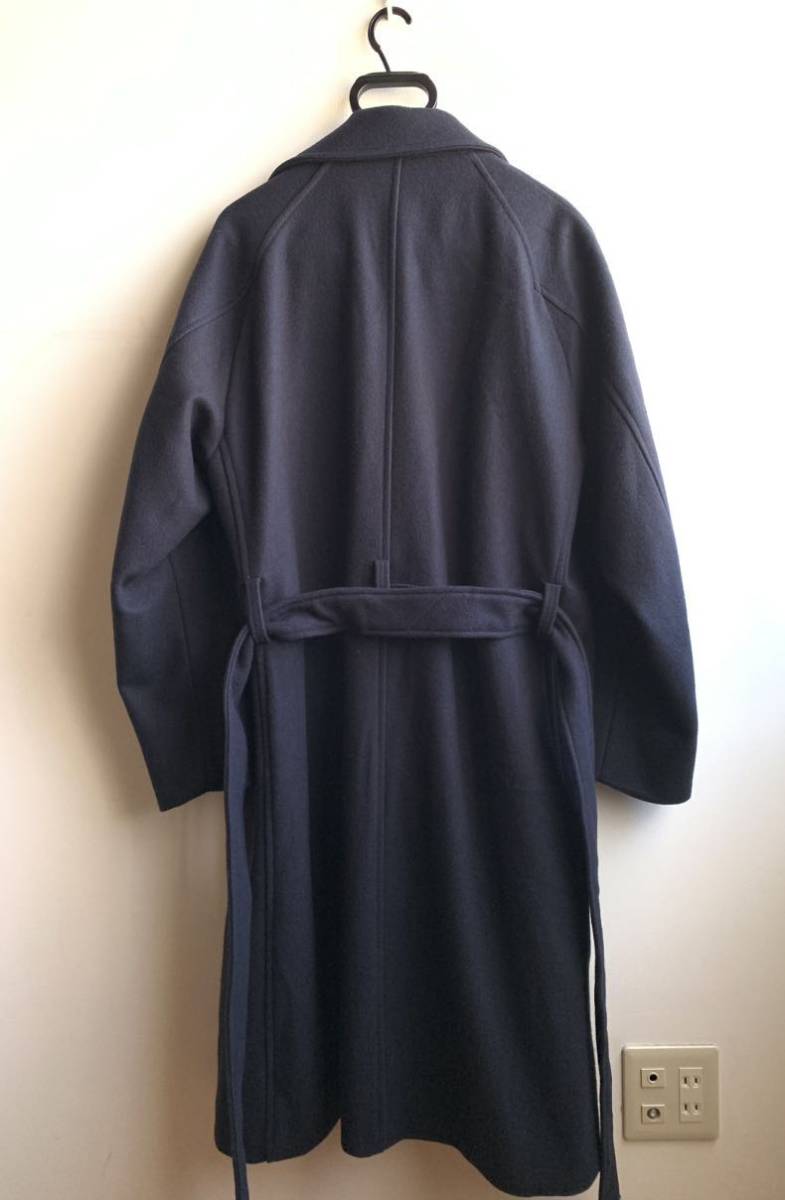 【美品】LIDNM ウールコート チェスターコート メンズ L相当 ネイビー 紺 ベルト付 日本製 リドム_画像4