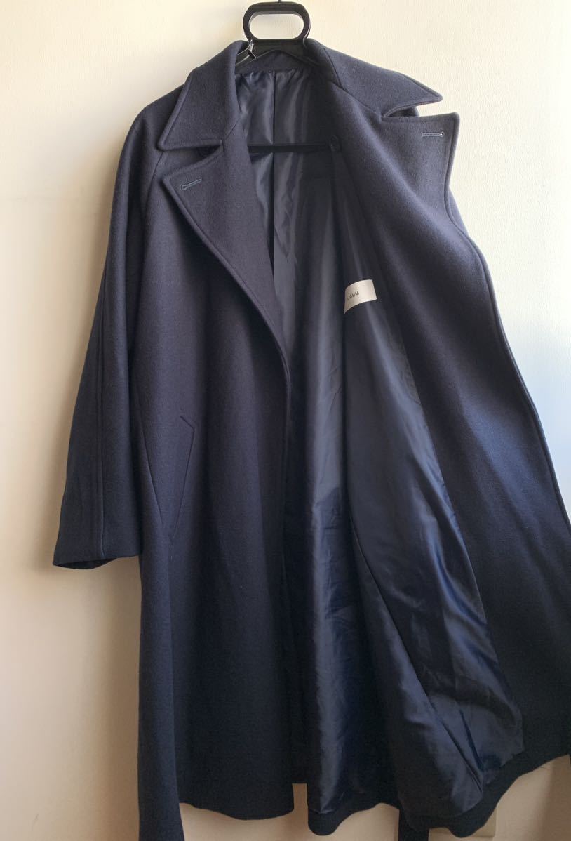【美品】LIDNM ウールコート チェスターコート メンズ L相当 ネイビー 紺 ベルト付 日本製 リドム_画像2