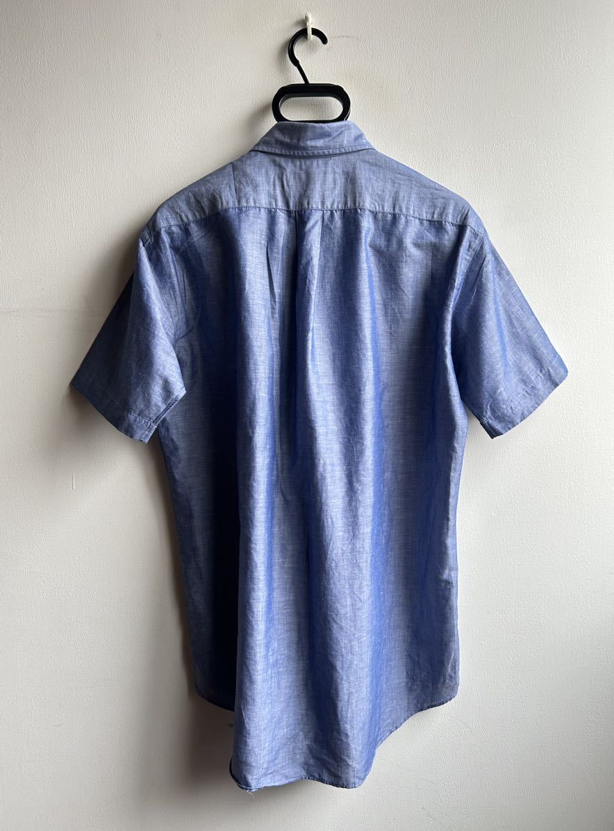 【極美品】Maker's Shirt 鎌倉 半袖シャツ メンズ M ネイビー 紺 コットン70% リネン30% ボタンダウン 日本製 鎌倉シャツの画像3