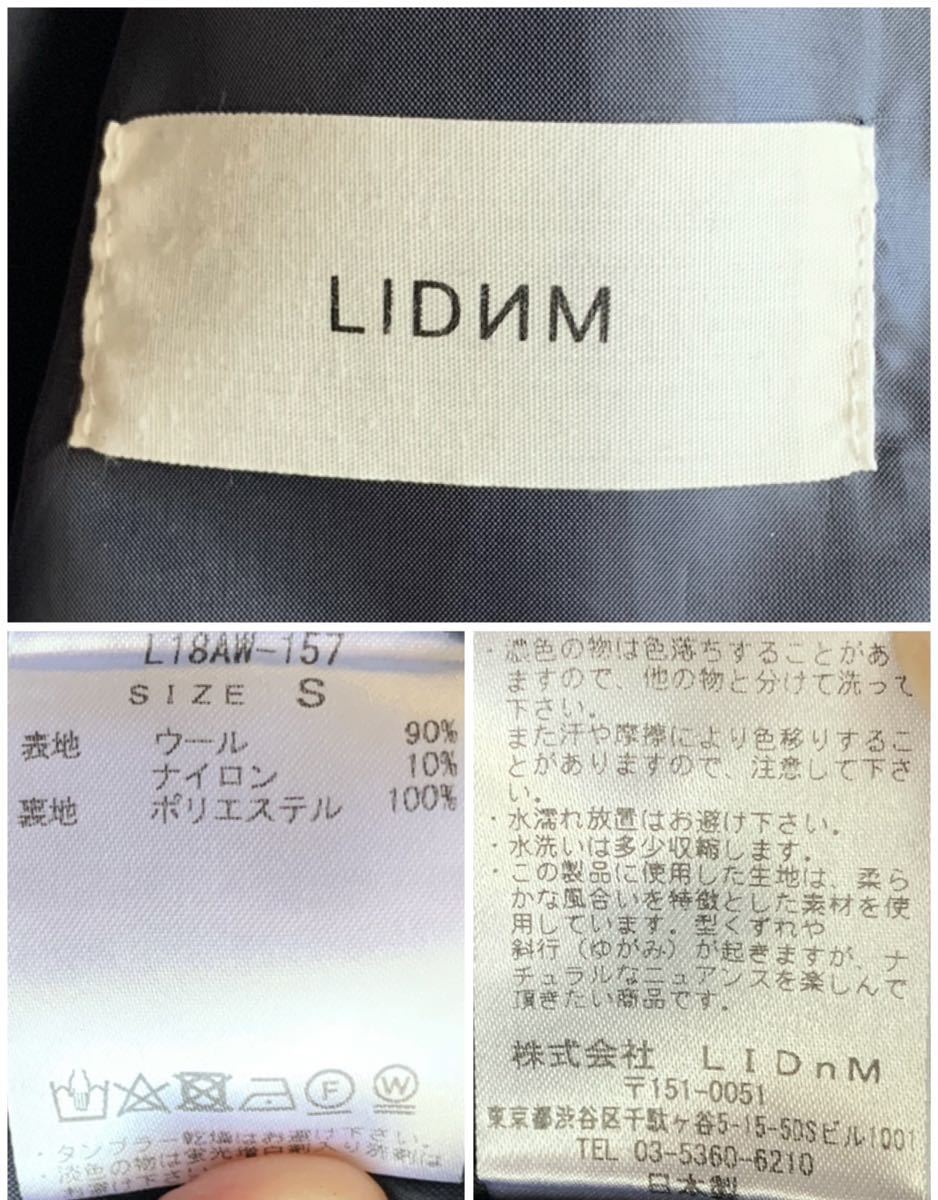 【美品】LIDNM ウールコート チェスターコート メンズ L相当 ネイビー 紺 ベルト付 日本製 リドム_画像6