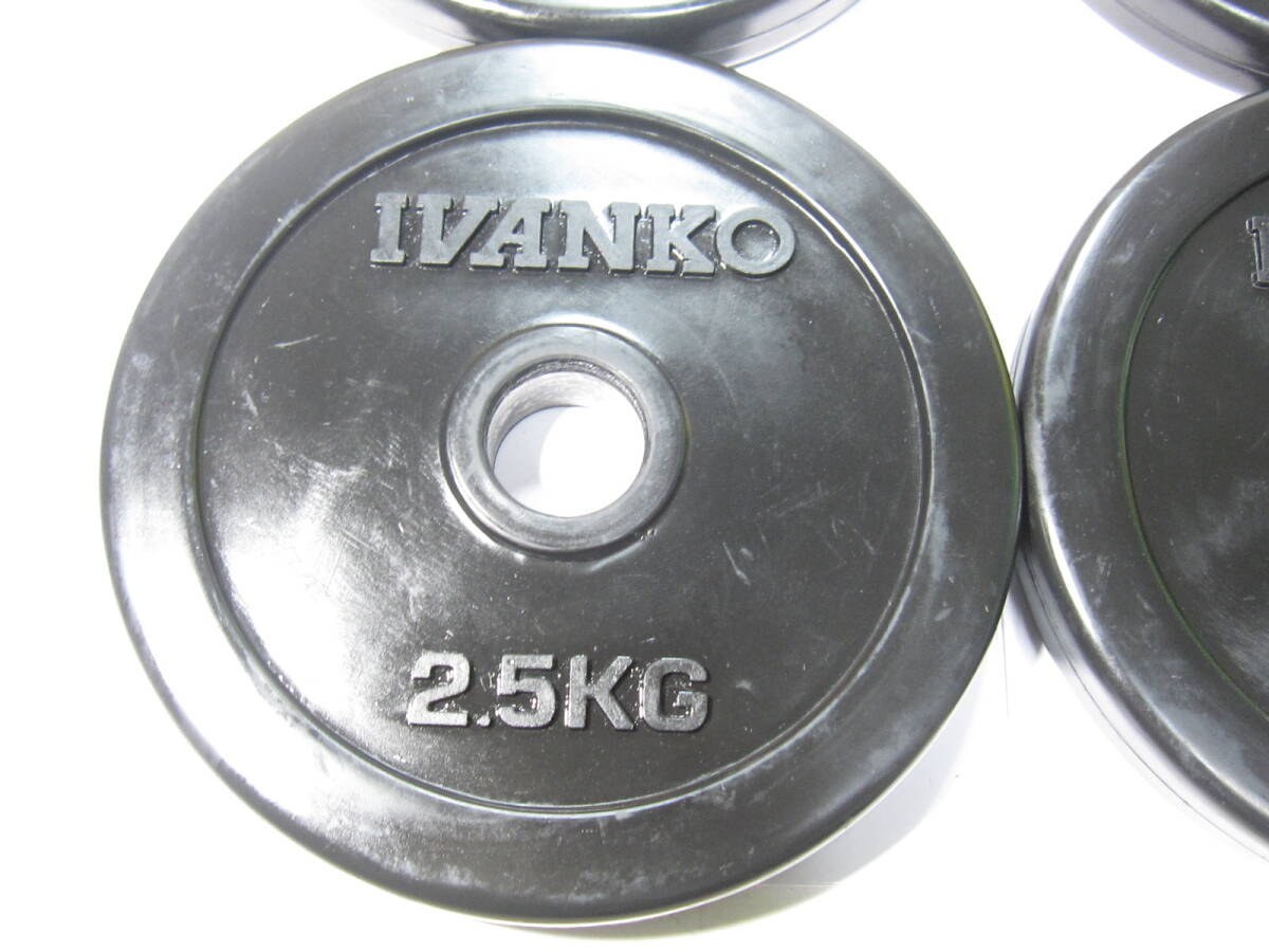 中古美品 IVANKO ダンベル プレート 2.5kg × 4枚 計10kg 28mm イヴァンコ イバンコ ラバープレート ラバーコーティング バーベル _画像7