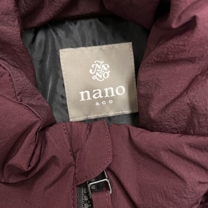 ナノアンドコー nano＆co ダウンジャケット 長袖 ナイロン×ポリ（ダウン48%＋フェザー26%＋ポリ26%) M ワインレッド 赤紫系 レディース_画像3