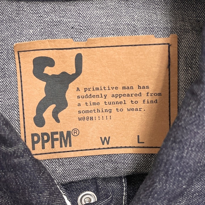 PPFM 若干薄手 デニム カバーオール ジャケット 無地 長袖 ジップアップ フライフロント 綿100% F ネイビー 紺 レディース(メンズ？)_画像4