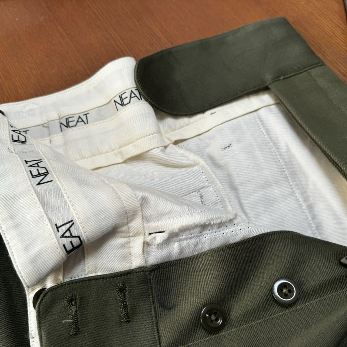 NEAT Cotton Satin Beltless OLIVE ニートトラウザーズ コットン NEAT Cotton Satin Beltless OLIVE ニートトラウザーズ コットン