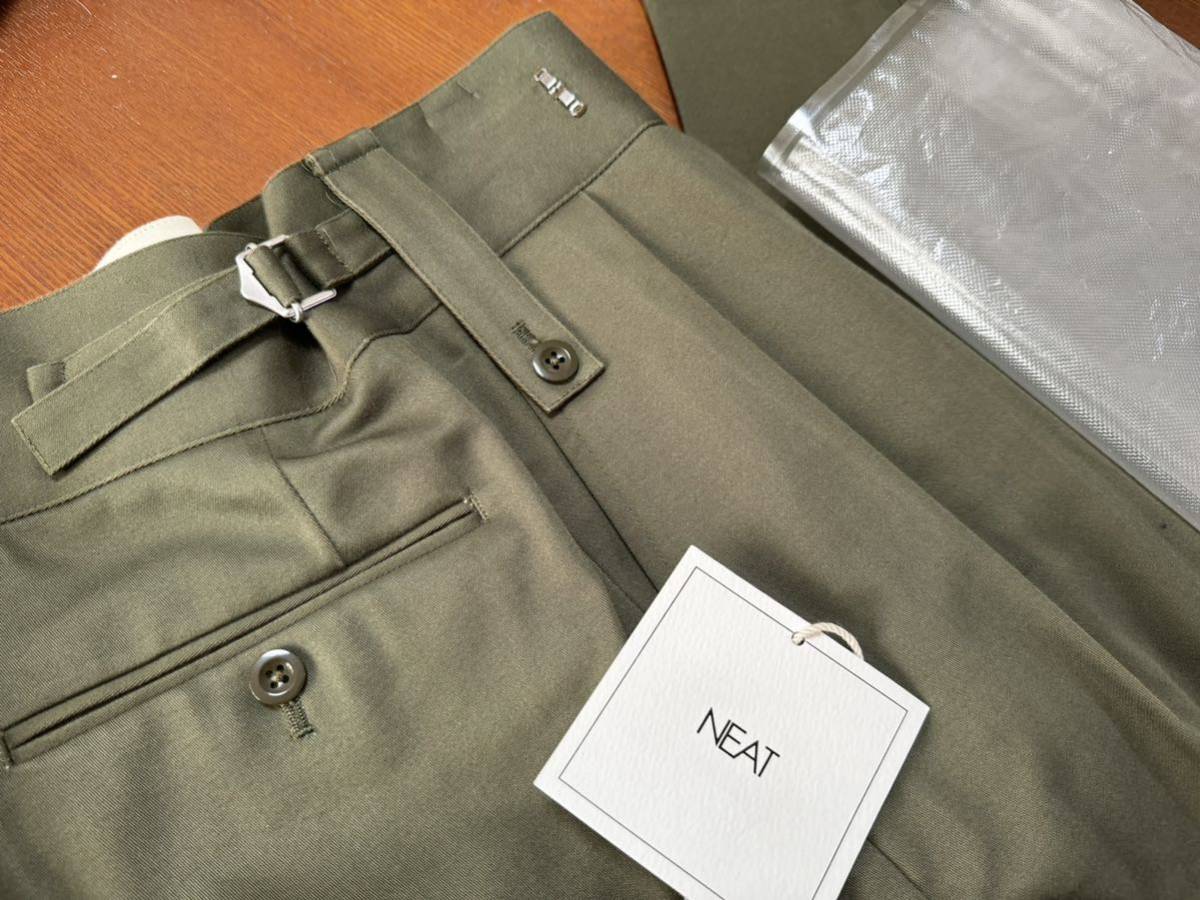 NEAT Cotton Satin Beltless OLIVE ニートトラウザーズ コットン NEAT Cotton Satin Beltless OLIVE ニートトラウザーズ コットン
