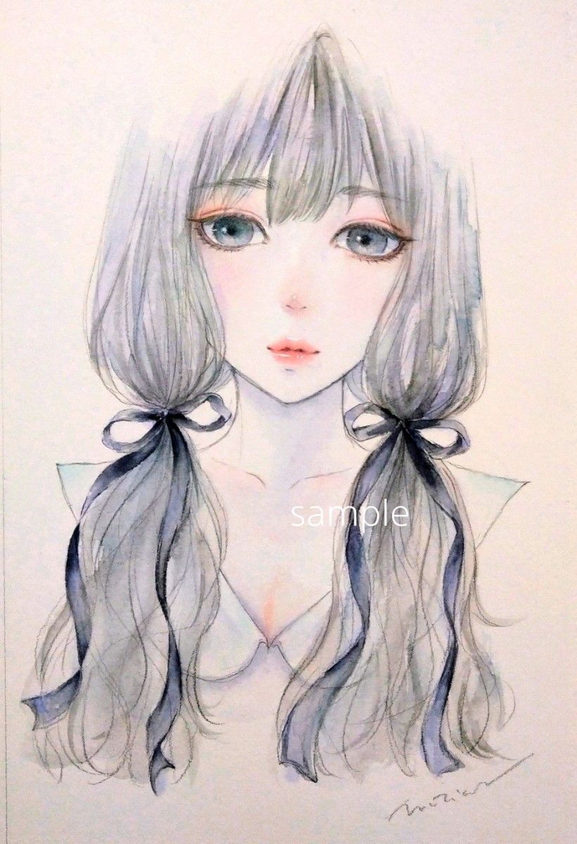 手描きイラスト　オリジナル　水彩画　肉筆原画