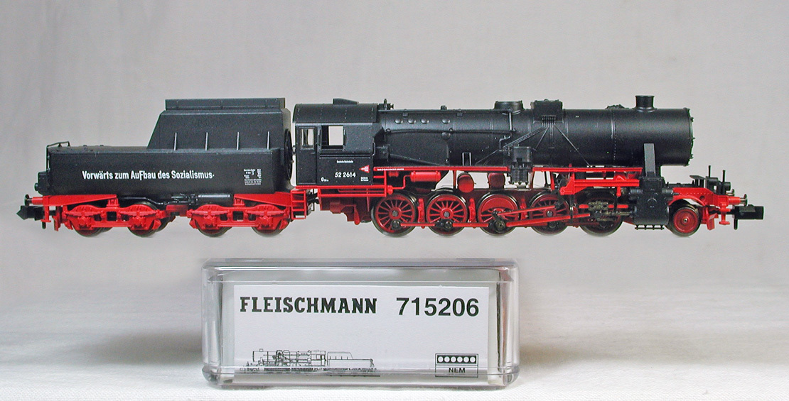 FLEISCHMANN #715206 ＤＤＲ（旧東ドイツ国鉄） ＢＲ５２型蒸気機関車 バスタブテンダー　 Vorwaerts zum aufbau des sozialismus