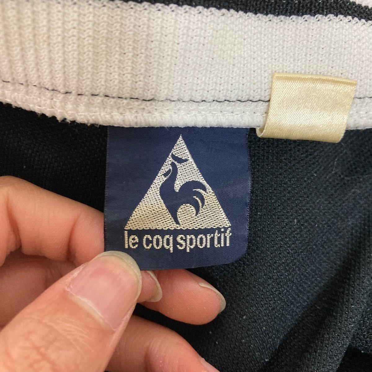 か1347 le coq sportif ルコック 90's ビンテージ ジャージジャケット トラックジャケット トラックトップ LL ブラックの画像4