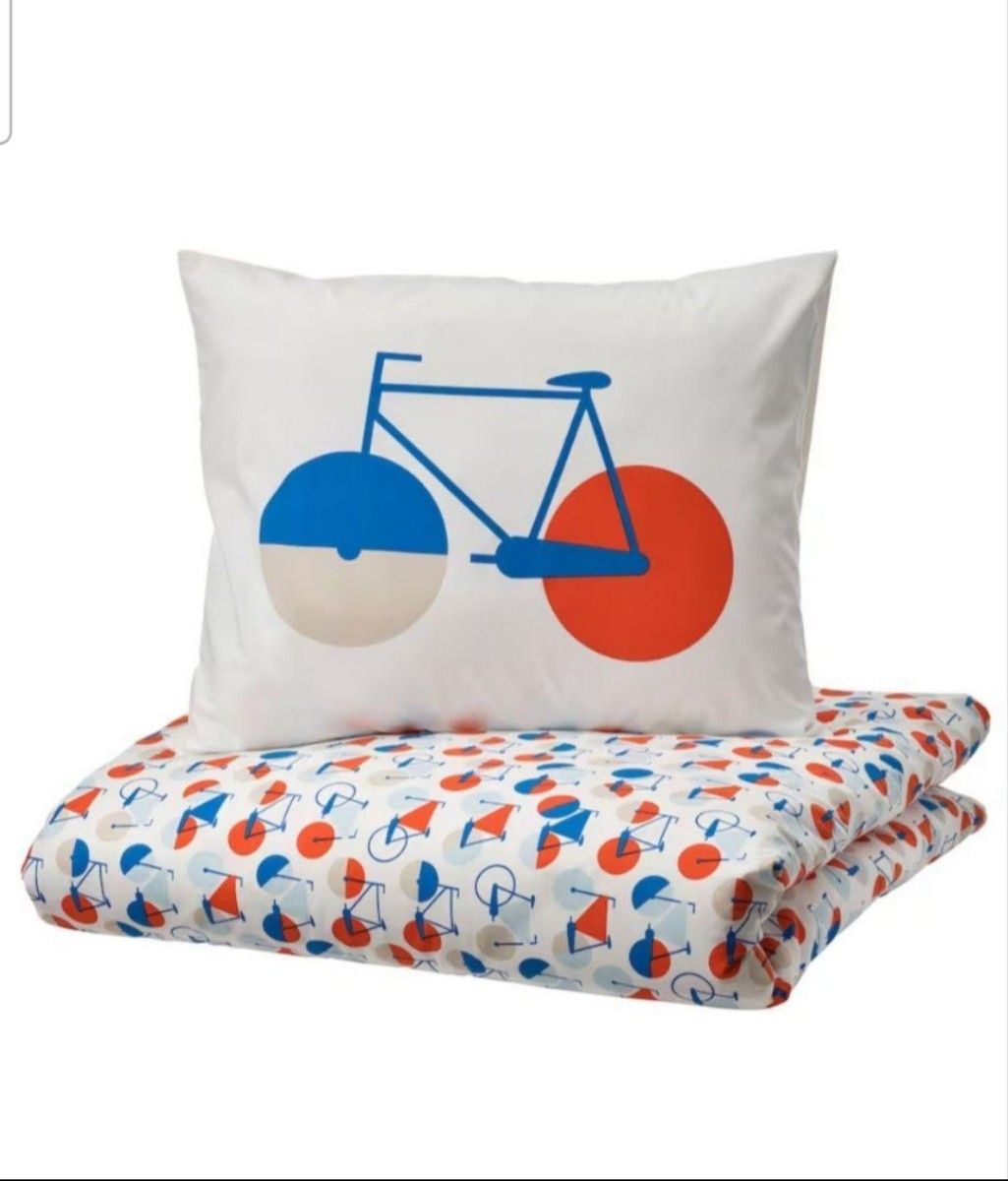 イケアIKEA　寝具ベットカバー　掛け布団カバー　枕カバー　子ども　自転車柄