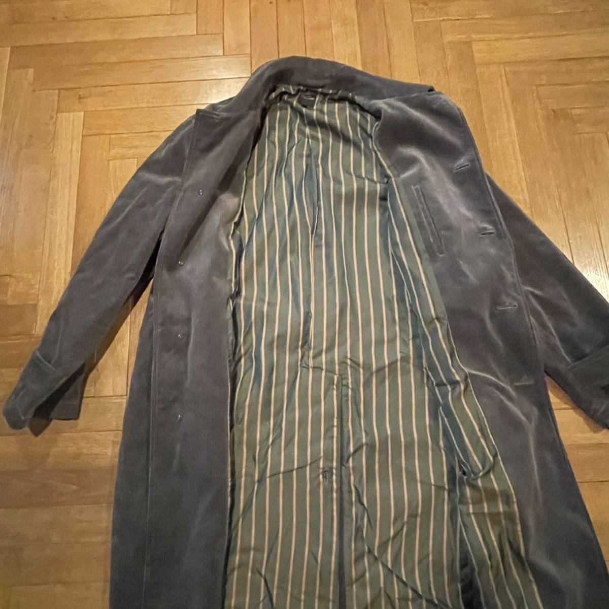 MOJITO モヒート/ AL'S COAT アルズコート サイズ表記L コーデュロイコート グレー 日本製 中古品 ステンカラーコート _画像6