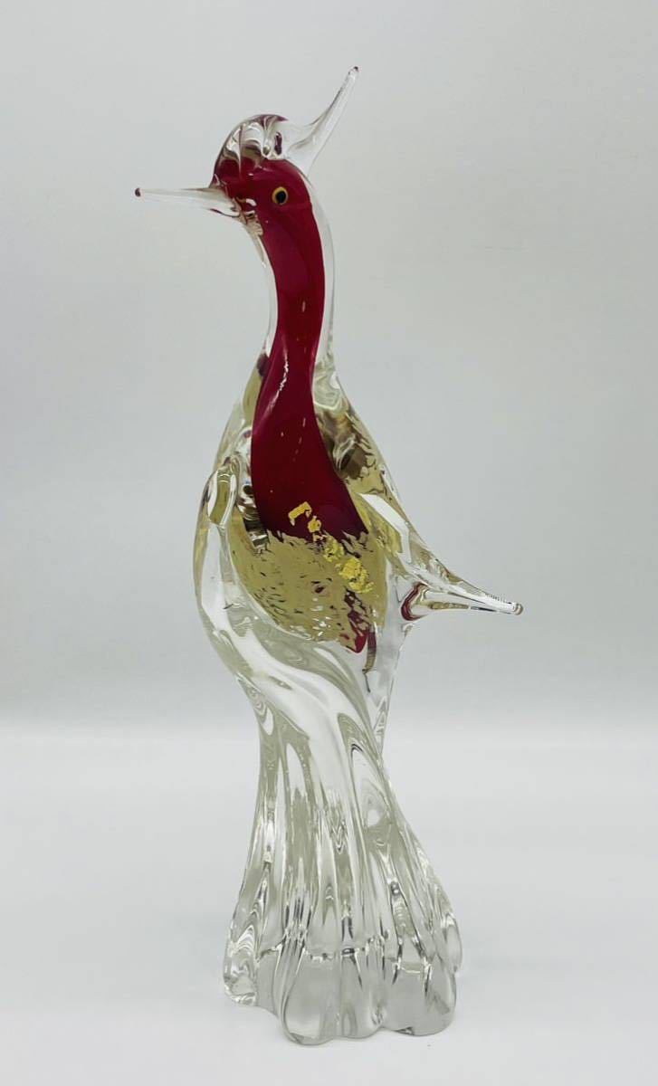 【い-2-17】Multi Glass 鳥 金彩 鳳凰 マルティグラス 日本製 ガラス工芸 中古品_画像1
