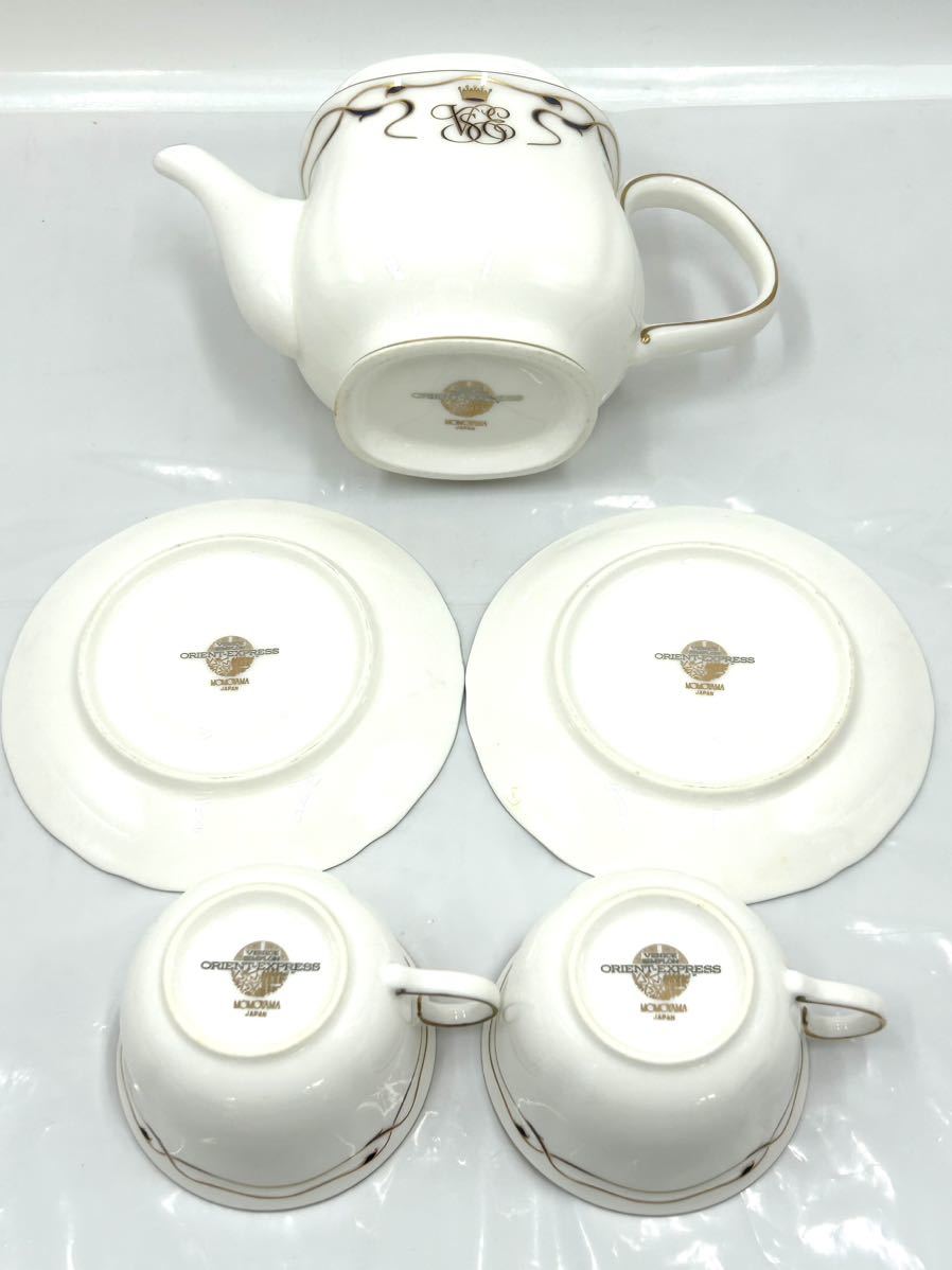 【た-2-128】Noritake ティーポット ミルクポット シュガーポット ORIENT-EXPRESS ティーポット カップ&ソーサー 白×金 陶器まとめ 中古品_画像3