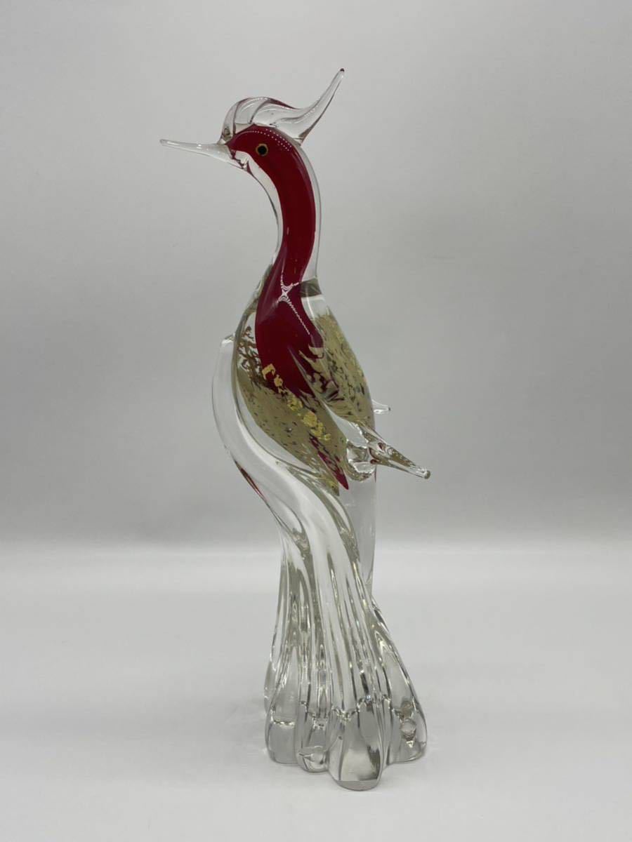 【い-2-17】Multi Glass 鳥 金彩 鳳凰 マルティグラス 日本製 ガラス工芸 中古品_画像5