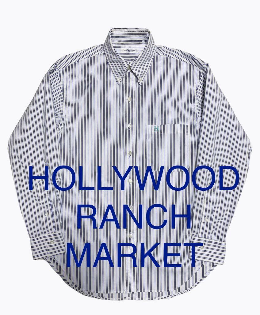 定価1.8万円★HOLLYWOOD RANCH MARKET★ハリウッドランチマーケット★ブロードストライプ H刺繍 エンブロイダリー ボタンダウンシャツ_画像1