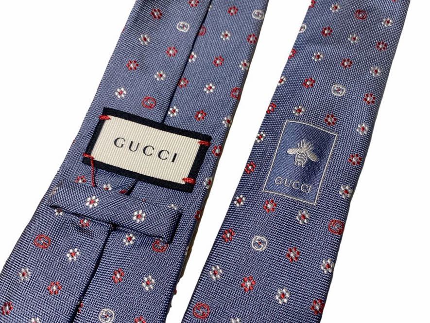 美品★GUCCI★グッチ★GGロゴネクタイ★フラワー柄★花柄★近年モデル