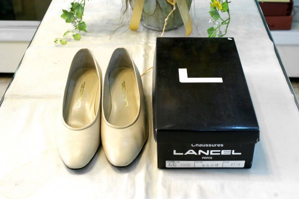 ○中古 LANCEL PARIS ランセル レザー パンプス 23 1/2 ベージュ X0088_画像9