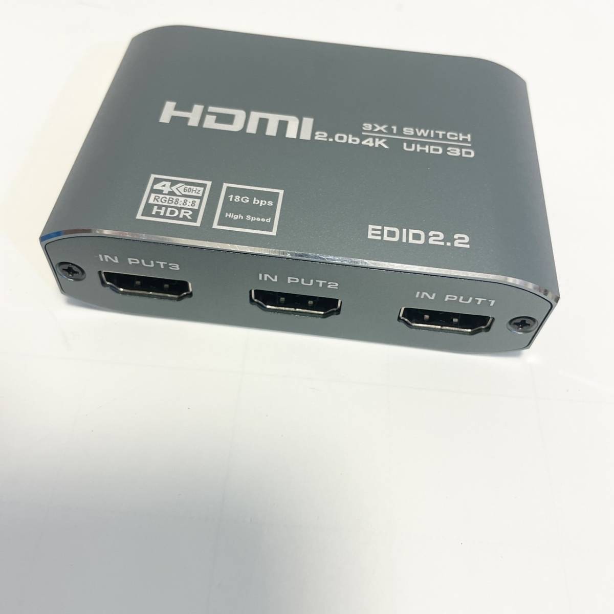 HDMI 切替器 4K 60Hz アルミニウム合金製 avedio links HDMI セレクター3入力1出力HDMI スイッチャー3ポートHDMI ハブ 拡張(1.2m) グレー