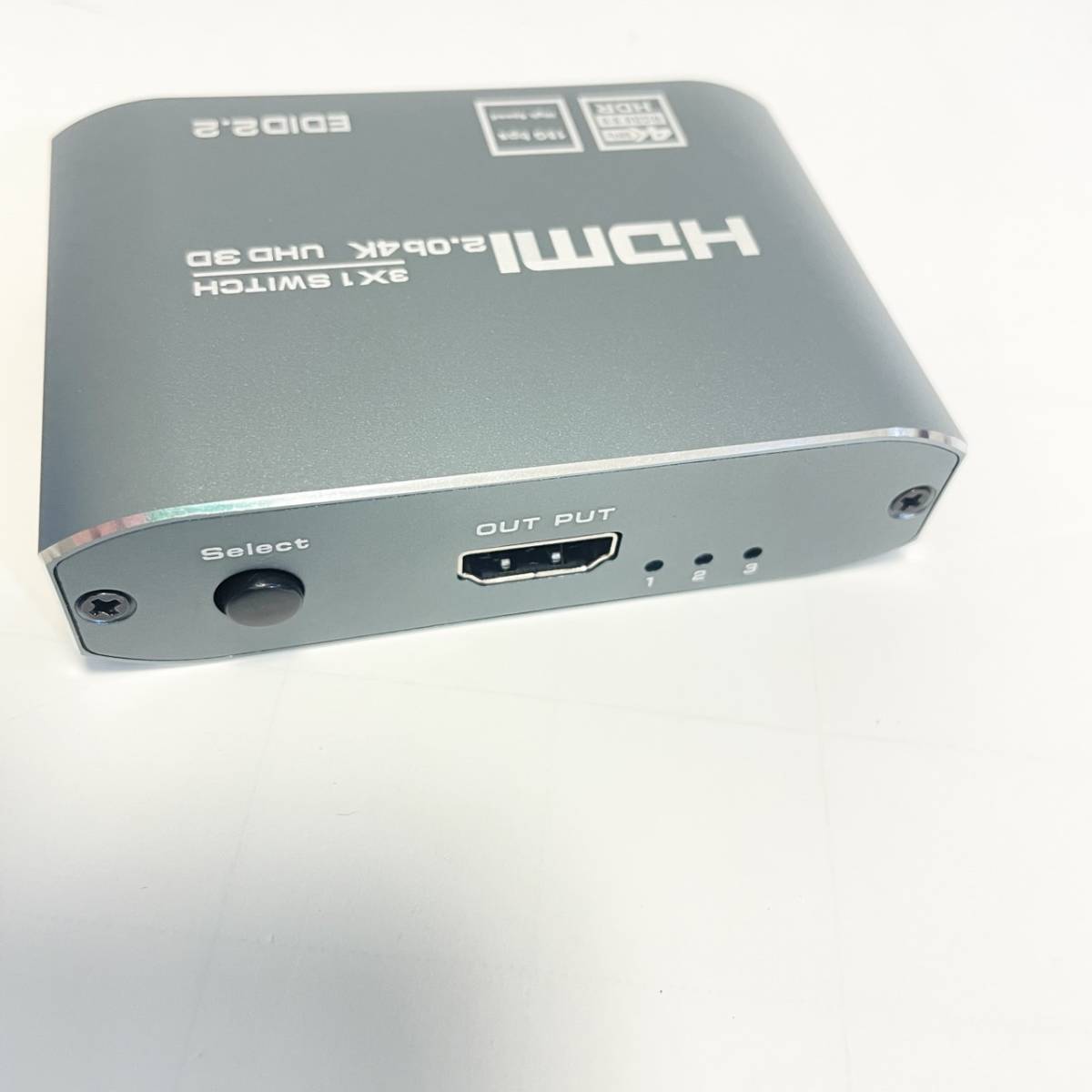 HDMI 切替器 4K 60Hz アルミニウム合金製 avedio links HDMI セレクター3入力1出力HDMI スイッチャー3ポートHDMI ハブ 拡張(1.2m) グレー