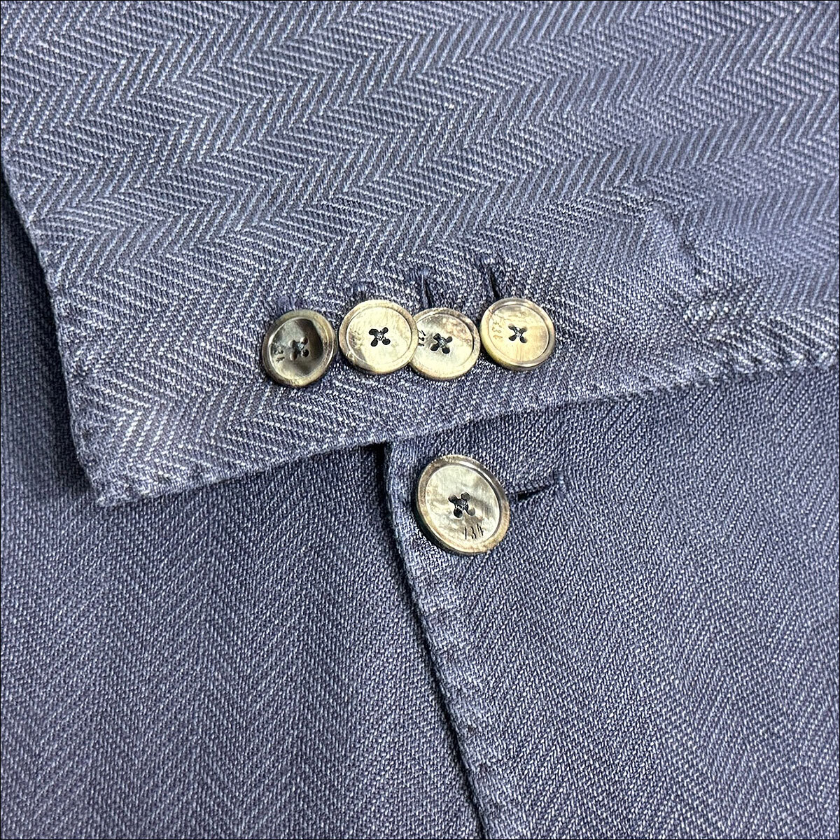 J4066 美品 134鎌倉シャツ イタリア製 リネンコットン ヘリンボーン柄 テーラードジャケット ネイビー 50 MAKER'S SHIRT KAMAKURA_画像6