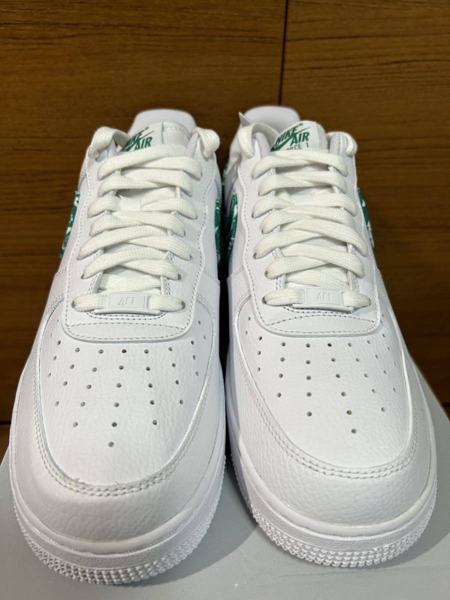 MENS 28.5cm US10.5【新品未使用・国内黒タグ付】NIKE WMNS AIR FORCE 1 LOW '07 ESSENTIAL PAISLEY GREEN エアフォース ペイズリー 白 緑の画像6