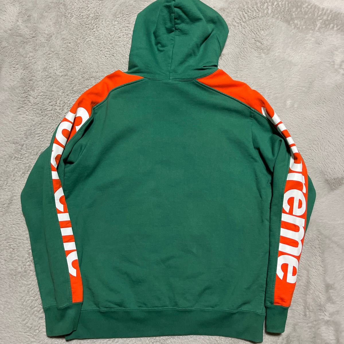 18ss Supreme Sideline hooded sweatshirt サイドライン　GREEN 緑　オレンジ　L パーカー　スウェット　Hoodie Box Logo _画像2