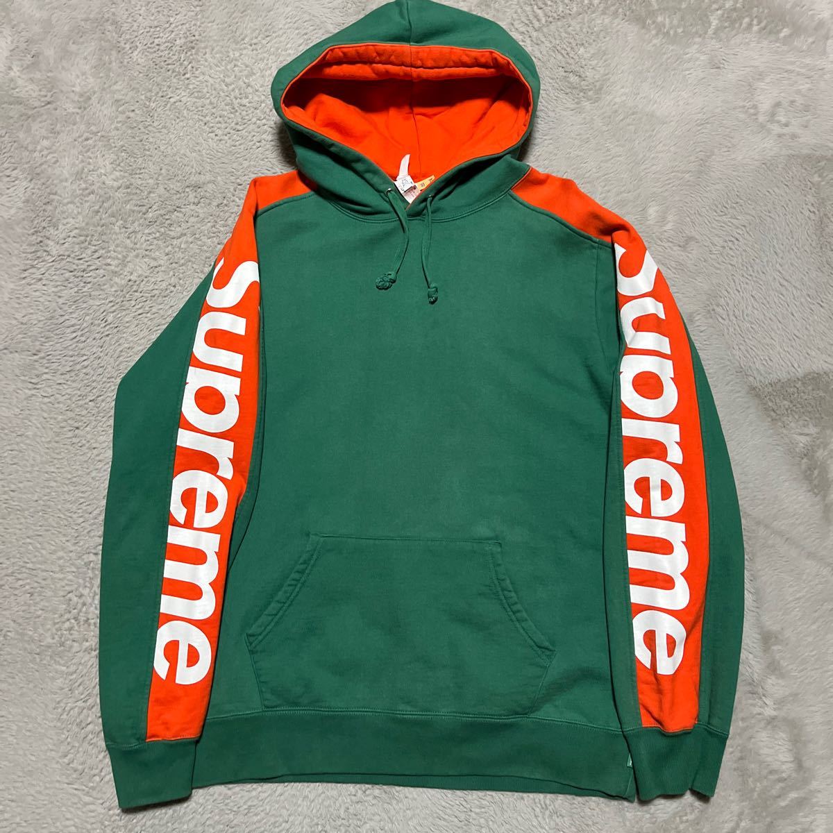 18ss Supreme Sideline hooded sweatshirt サイドライン　GREEN 緑　オレンジ　L パーカー　スウェット　Hoodie Box Logo _画像1