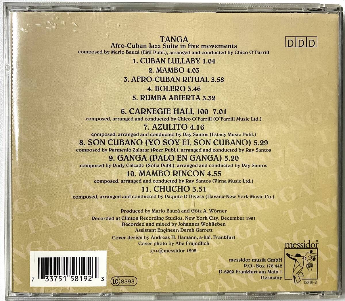RARE CD Mario Bauza And His Afro-Cuban Jazz Orchestra Tanga GERMANY 1992 Messidor 158192 LICCA*RECORDS 340_画像4