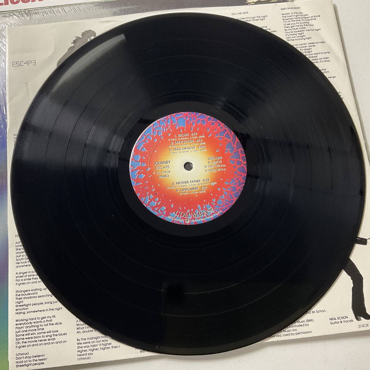 *LPレコード Journey Escape US 1981 ORIGINAL Columbia TC37408 MASTERDISK w/INNER 美盤 シュリンク ハイプステッカー LICCA*RECORDS 441_画像6