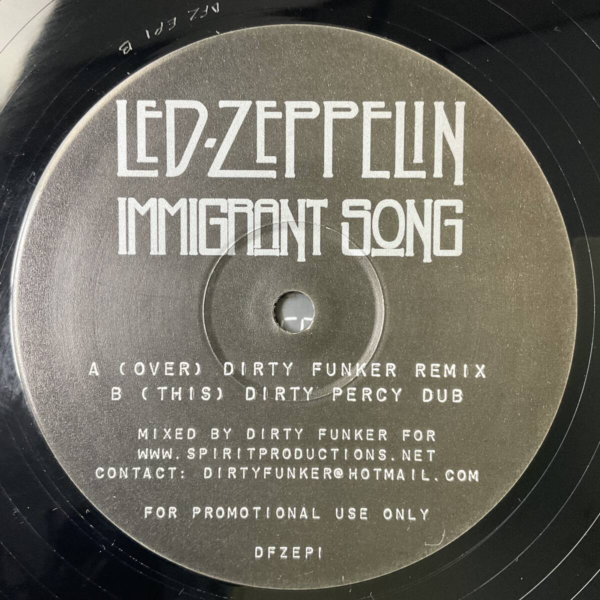 PROMO *12“ レコード Led Zeppelin Immigrant Song The Dirty Funker Remixes Spirit Recordings Unofficial DFZEP1 LICCA*RECORDS 456_画像3