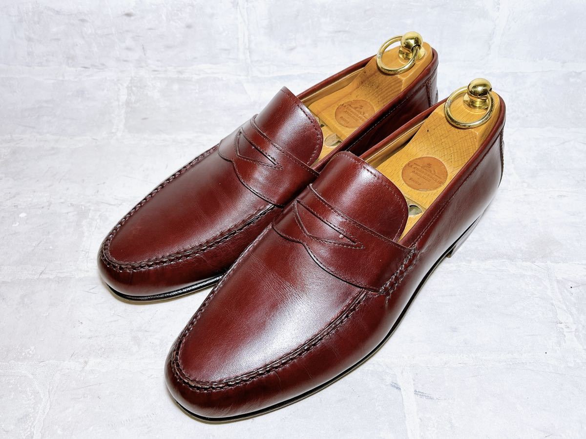 2 times put on [ ultimate beautiful goods ]EDWARD GREEN Edward Green top class coin Loafer original leather tea UK7( approximately 25.5cm) Italy made 