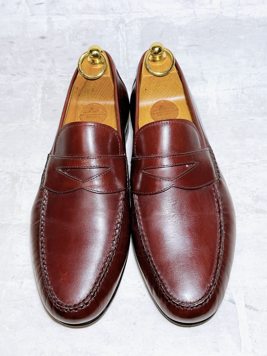 2 times put on [ ultimate beautiful goods ]EDWARD GREEN Edward Green top class coin Loafer original leather tea UK7( approximately 25.5cm) Italy made 