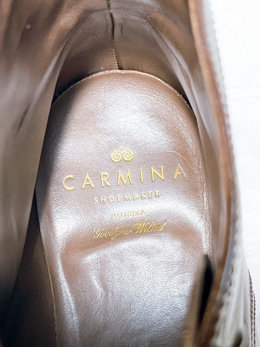 2回着【極美品】CARMINA カルミナ スペイン製高級靴 レースアップブーツ グッドイヤー製法 レザー 本革 茶 UK6（約24.5cm）メンズ