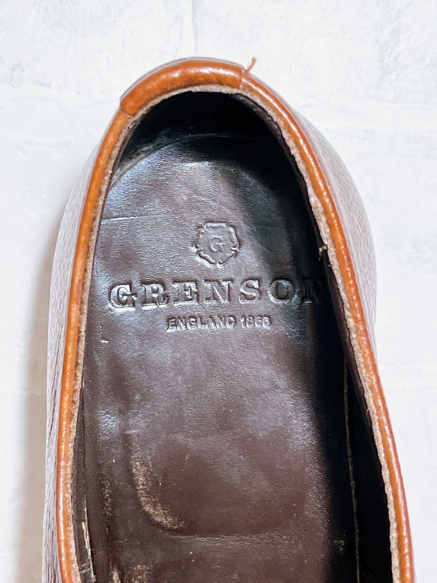 イギリス製【美品】GRENSON グレンソン 高級 ストレートチップ ビジネスシューズ 本革 レザー 茶 UK7.5（約26cm）高級紳士靴