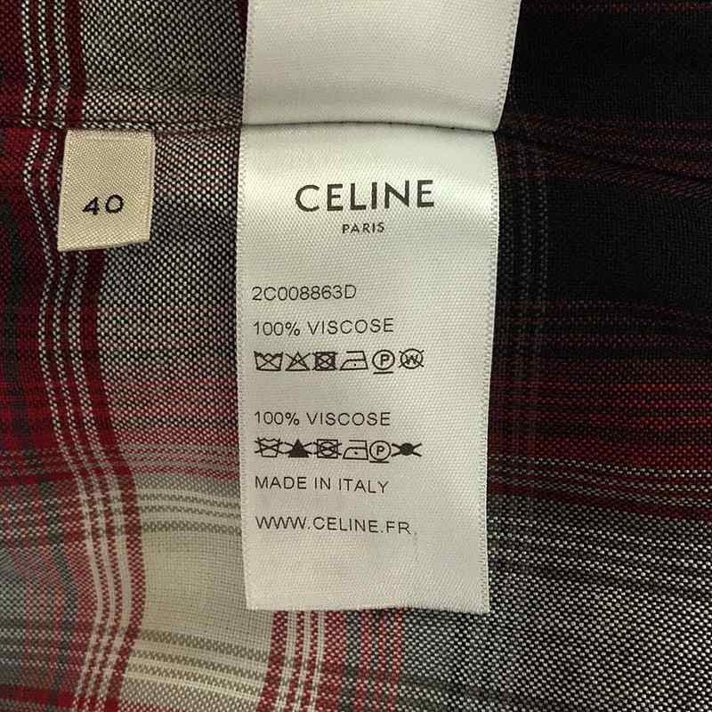 【美品】 CELINE / セリーヌ | レーヨン オンブレチェック シャツ | 40 | レッド系 | レディース_画像7
