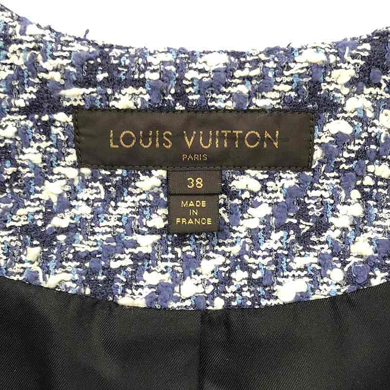 Louis Vuitton / ルイヴィトン | 2014SS | モノグラム柄 ツイード ノーカラージャケット | 38 | ホワイト/ブルー/ブラック | レディース_画像6