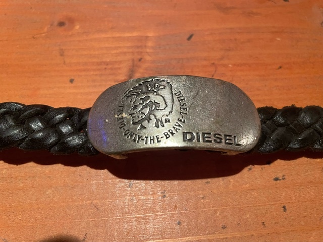 DIESEL ディーゼル ブレスレット バングル 編み込みレザー シルバー/美品/全国一律送料無料_画像5