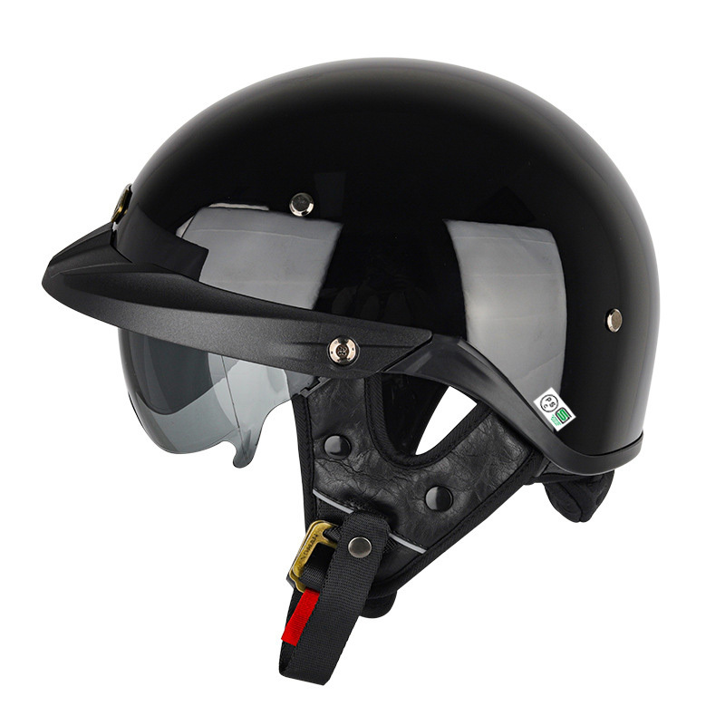 ハーフヘルメット 新品 半キャップヘルメット 内蔵ゴーグル 収納可 調整可能 DOT安全認証 SOMAN H3 黒　サイズ：L_画像5