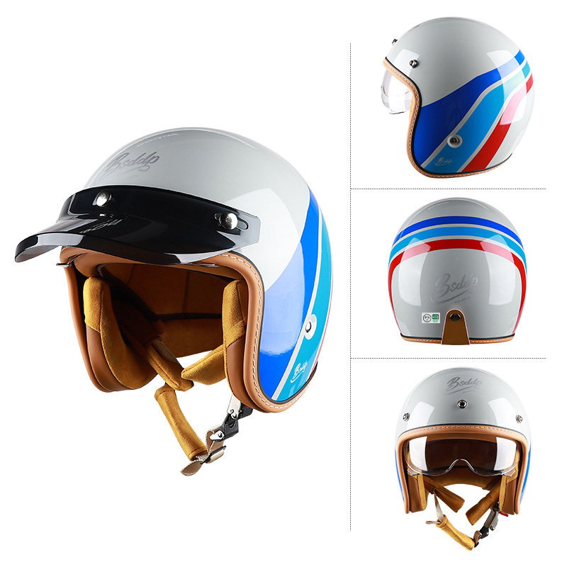 ジェットヘルメット 新品 バイザー付バイク 内蔵サングラス ビンテージ BP-310 ハーレー 半キャップ M -XLサイズ 3色選択可 サイズ：Lの画像10