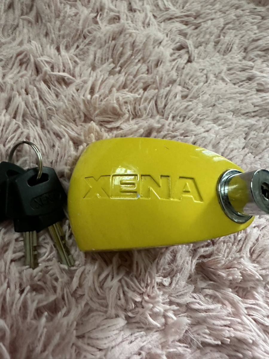 ゼナ XENA ディスクロック アラーム Disc Lock Alarm 鍵付き!! イエロー 120dB Alarm 防犯 盗難防止 中古_画像2