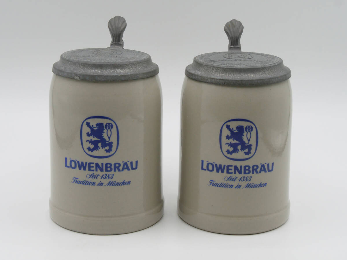 re- Ben broiLOWENBRAU MUNCHEN cover attaching beer mug 2 piece set / beer / mug / Germany 