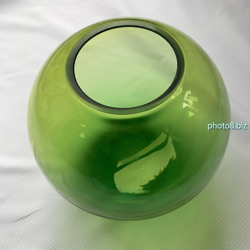 pir********さん専用■ガラス製 花瓶グリーン球体スケルトン透明クリア緑色☆送料1000円♪_画像1