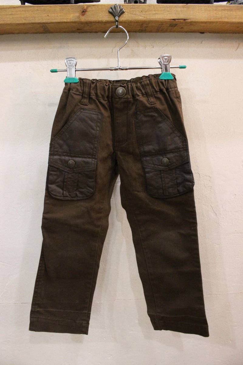 1533 Daddy Oh Daddyda Dio dati cotton painter's pants 110 part fake leather flap pocket child clothes Kids Brown 